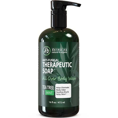 Antifungal Antibacterial Soap & Body Wash - Natural Fungal Treatment with Tea Tree Oil for Athletes Foot, Body Odor, Nail Fungus, Ringworm, Eczema & Back Acne - For Men and Women - 16oz