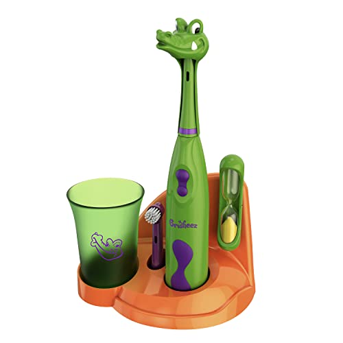 Brusheez® Kids�?Electric Toothbrush Set - Safe & Effective for Ages 3+ - Parent Tested & Approved with Gentle Bristles, 2 Brush Heads, Rinse Cup, 2-Minute Timer, & Storage Base (Snappy The Croc)