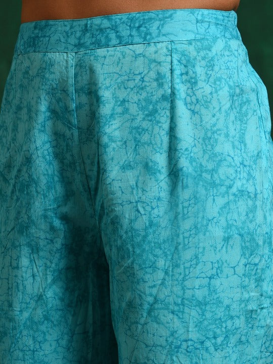 AKS Floral Printed Gotta Patti Pure Cotton Kurta with Trousers