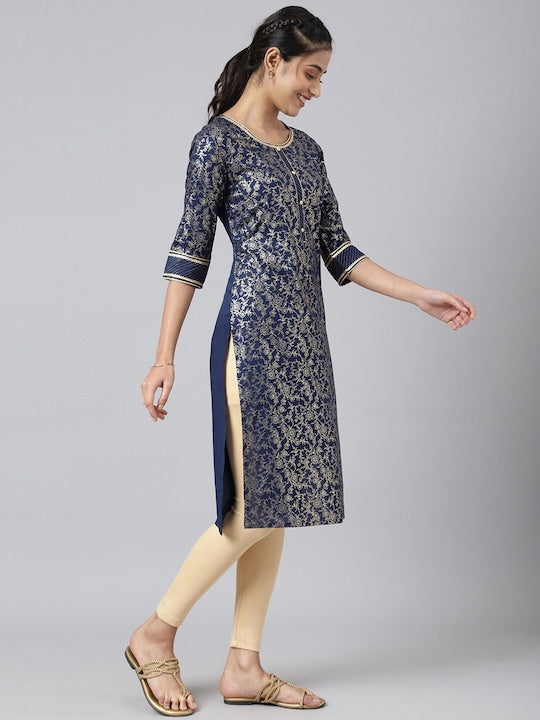 Aurelia Women Blue Ethnic Motifs Printed Kurta