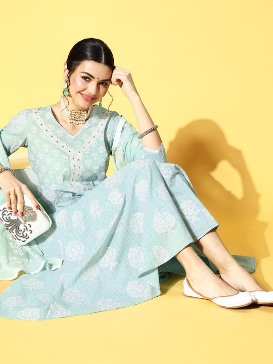 Yufta Pure Cotton Ethnic Motifs Kurta Set