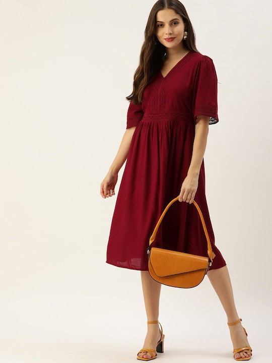 All about you Maroon Midi Dress