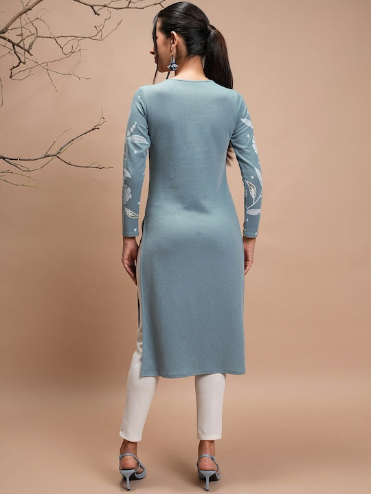 Vishudh Winter Floral Printed Kurta