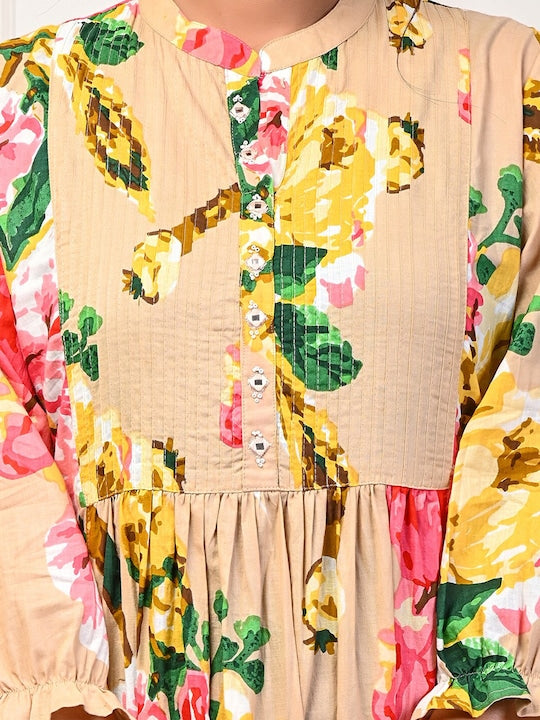 Vishudh Floral Print Fit & Flare Dress