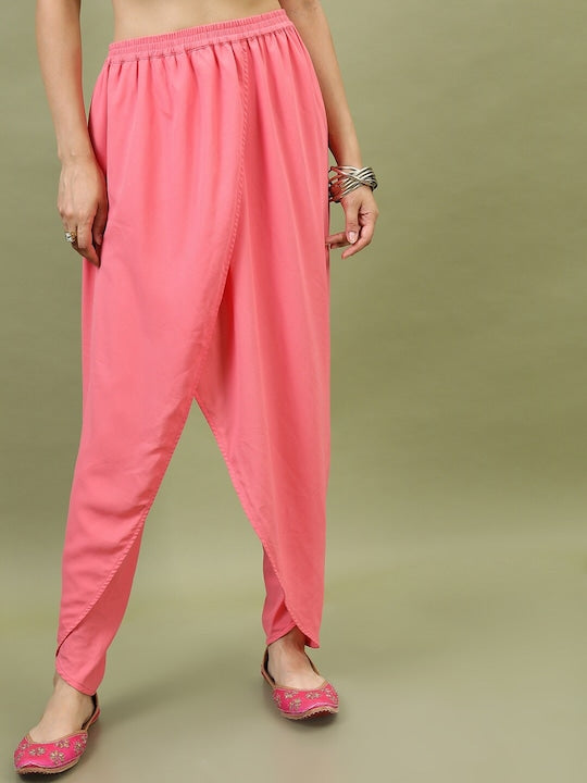 Vishudh Women Orange Embroidered Gotta Patti Kurta with Dhoti Pants