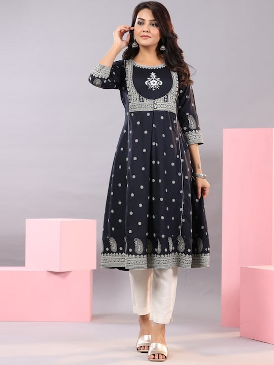 Juniper Ethnic Motifs Printed A-Line Kurta