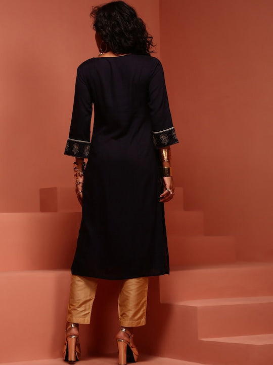 IMARA Ethnic Yoke Design Straight Kurta