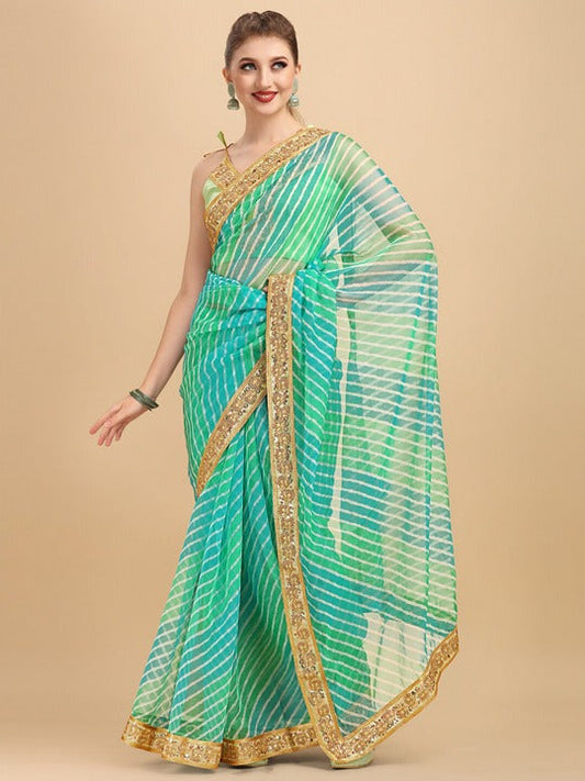 Sangria Leheriya Printed Organza Saree