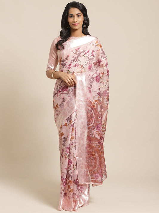 Saree mall Mauve & Purple Floral Printed Saree