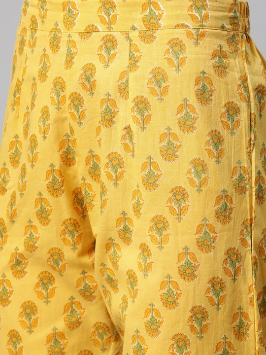 Readiprint Fashions Floral Printed Panelled Pure Cotton Kurta with Palazzos & Dupatta