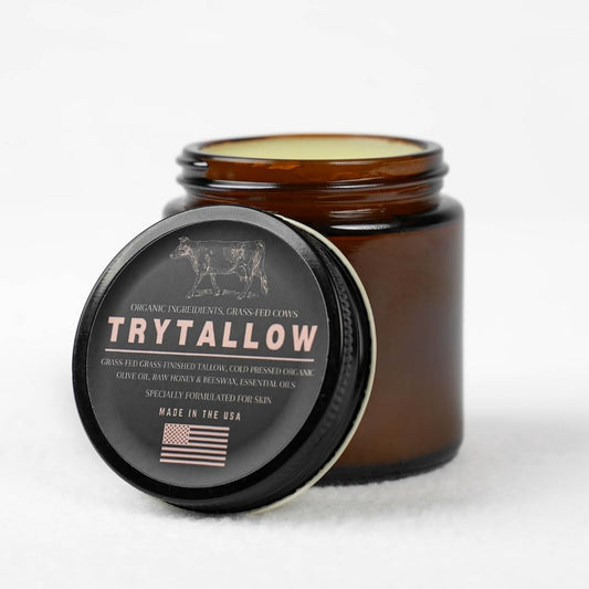 Beef Tallow Honey Balm - Grass-Fed Organic Face Cream with Honey & Olive Oil, for Eczema, Rosacea, Baby, Acne (4 oz)