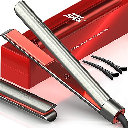 Bekind Apex 2-in-1 Hair Straightener Flat Iron | 1�?450°F Straightener and Curler for All Hairstyles | UltraSmooth Tech | 15s Fast Heating & Temp Memory | 30-in-1 Gift Set for Girls Wome (Galaxy Gray)