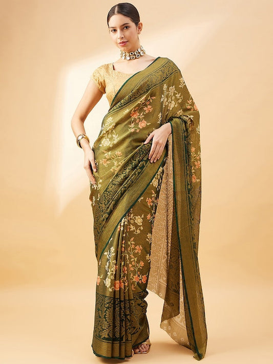 All about you Floral Woven Design Mysore Silk Saree
