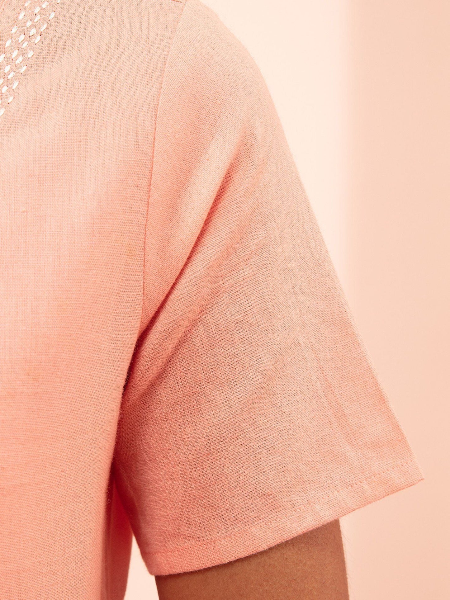 Likha Rangat Light Pink Kantha Work Straight Kurta LIKKUR141