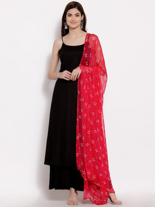 Myshka Women Black Regular Pure Cotton Kurta with Palazzos & With Dupatta