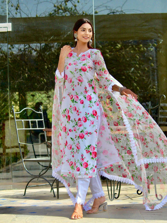 ONEWE INDIA Gulaabi Suit Set (Set of 3) - Off White