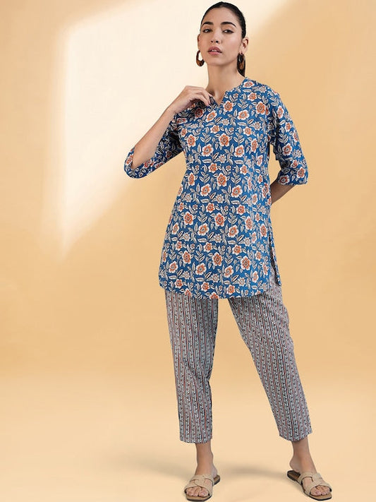 All about you Printed Round Neck Tunic & Trouser