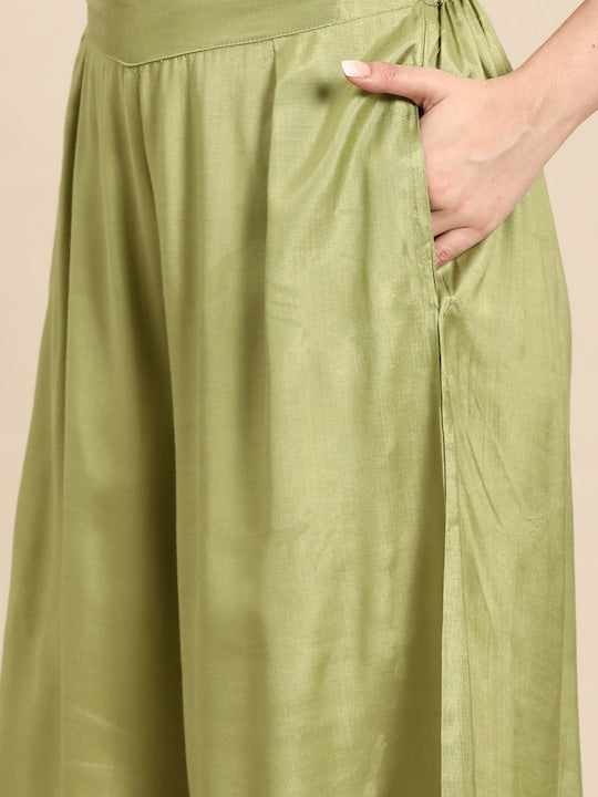 All about you Ethnic Motifs Printed Tie-Up Neck Kurta with Palazzos