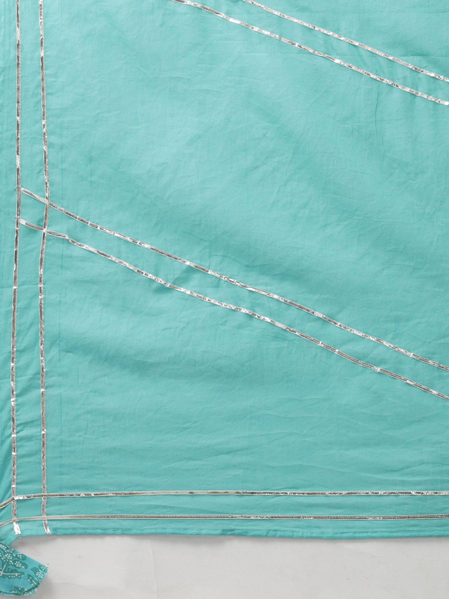 ISHIN womens Sea Green Zari Embroidered Angrakha Kurta With Sharara & Dupatta (Set of 3)