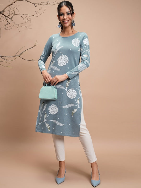 Vishudh Winter Floral Printed Kurta