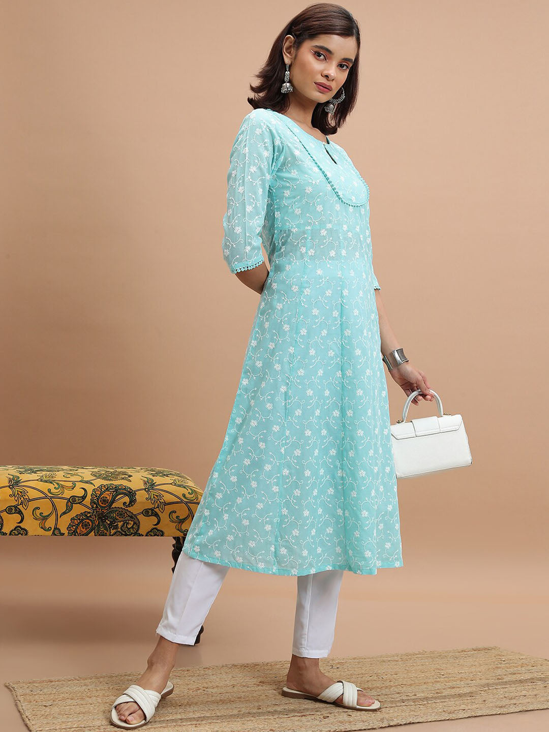 Vishudh Floral Embroidered Anarkali Kurta