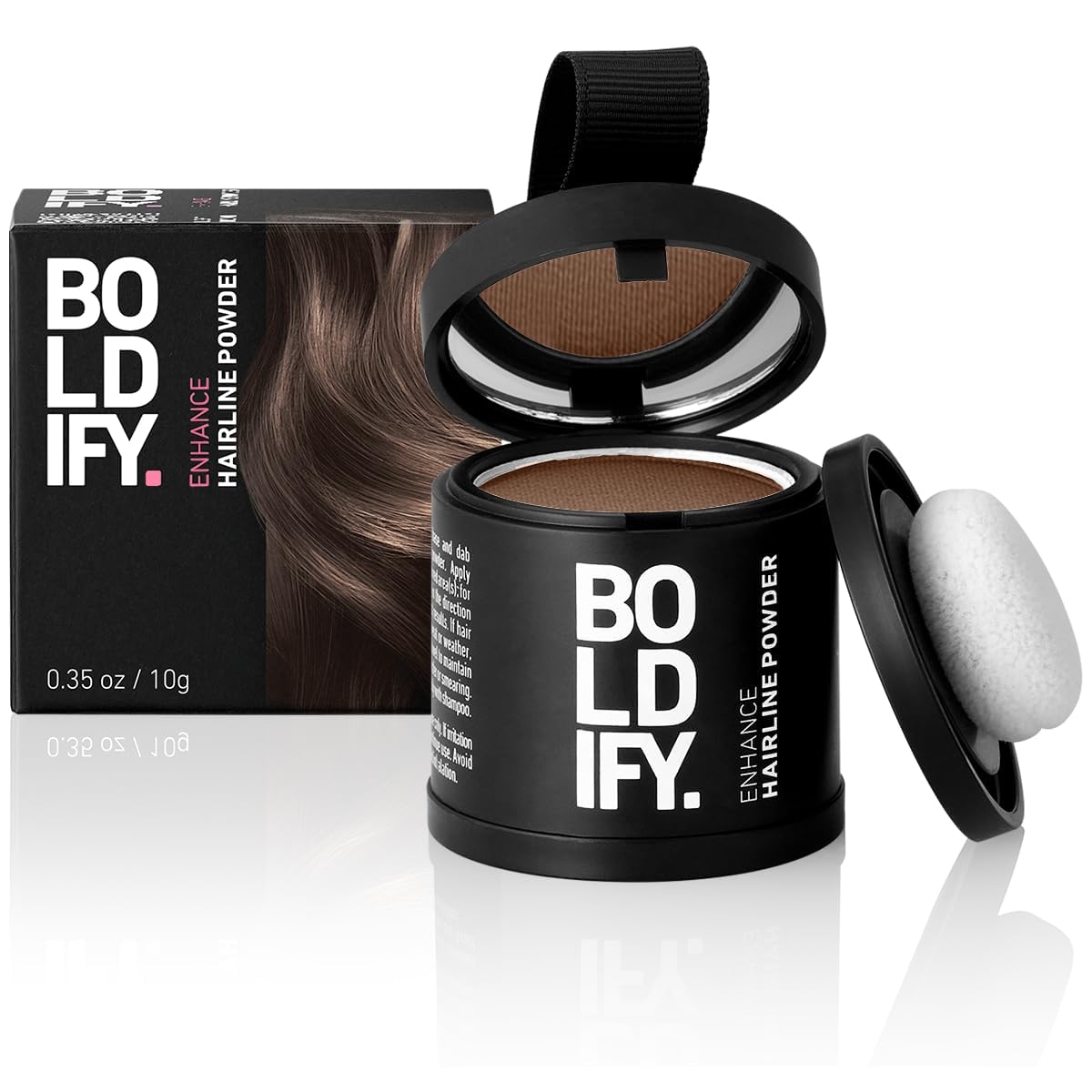 BOLDIFY Hairline Powder - LARGER 10g Bottle - Root Touch Up Powder - Instantly Conceals Hair Loss - Hair Toppers for Women & Men, Hair Powder for Thinning, Stain-Proof 48 Hour Formula (Light Brown)