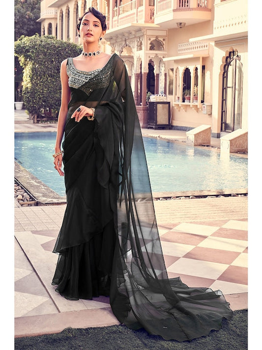 Fusionic Frilled Organza Saree