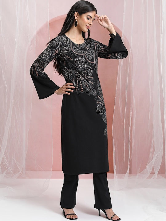 Vishudh Ethnic Motifs Printed Flared Sleeves Kurta