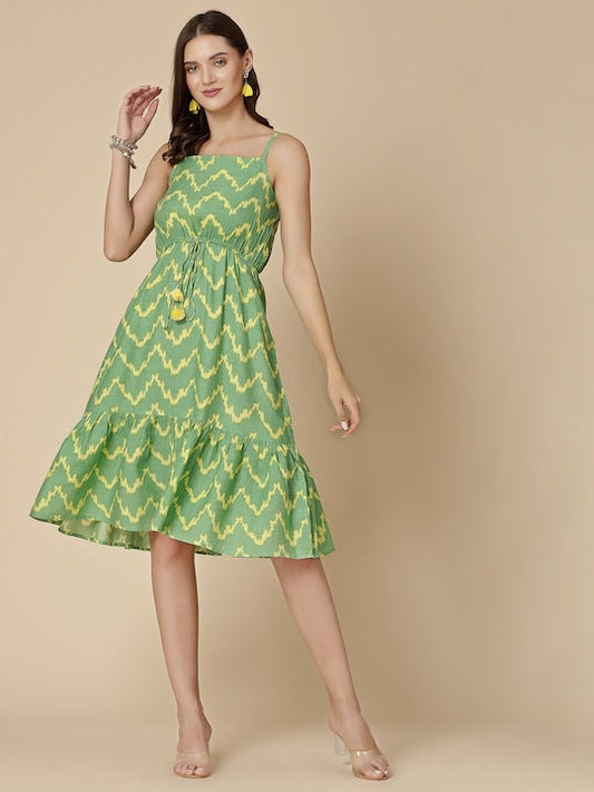 All about you Geometric Printed A Line Dress