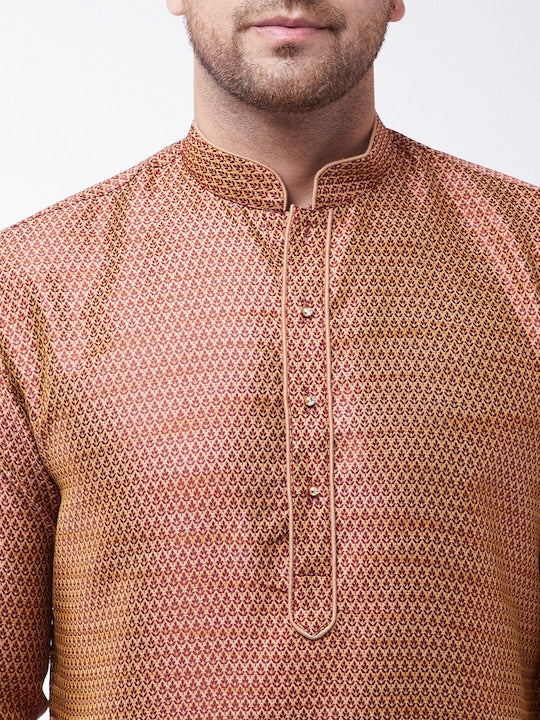 Vastramay Men Ethnic Motifs Woven Design Jacquard Kurta