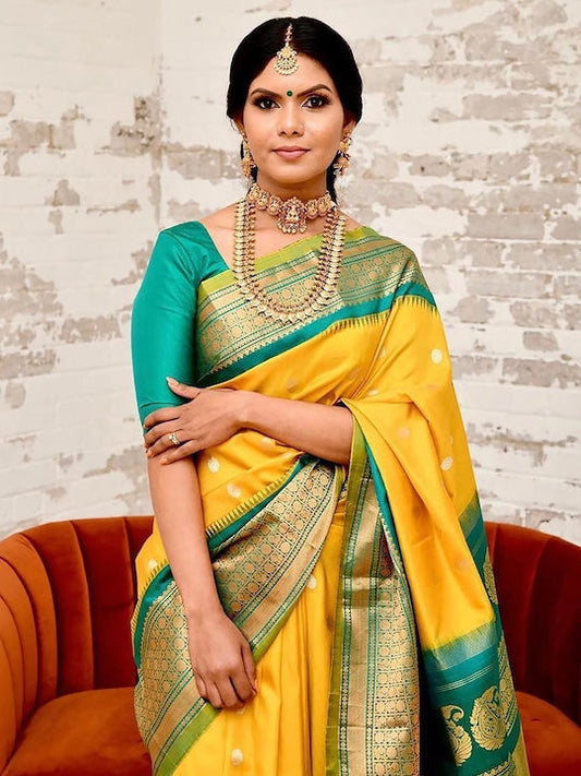 Anjaneya Sarees Ethnic Motifs Woven Design Zari Banarasi Saree