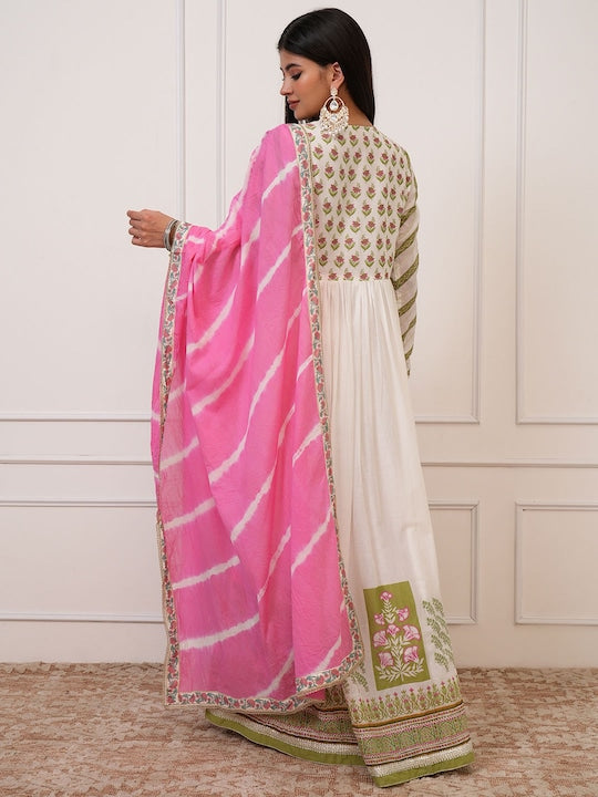 Vishudh Anarkali Embroidered Dress With Printed Dupata