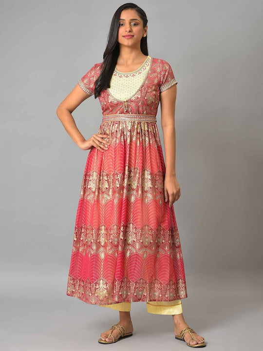 Aurelia Ethnic Motifs Printed Empire Kurta with Palazzos