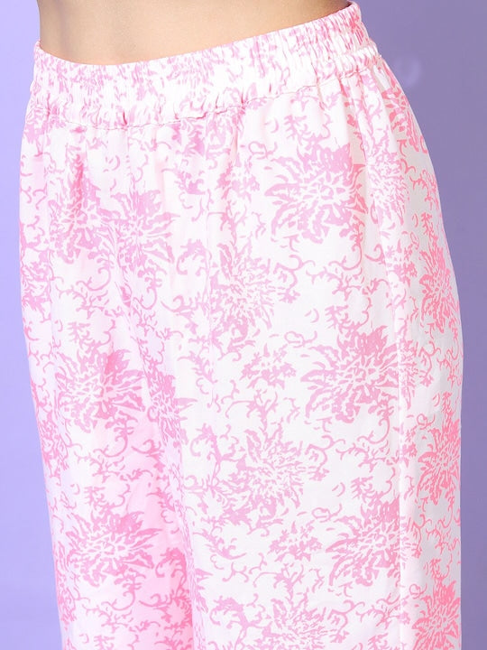 Vishudh Women Off White Floral Printed Kurta With Trousers & Dupatta