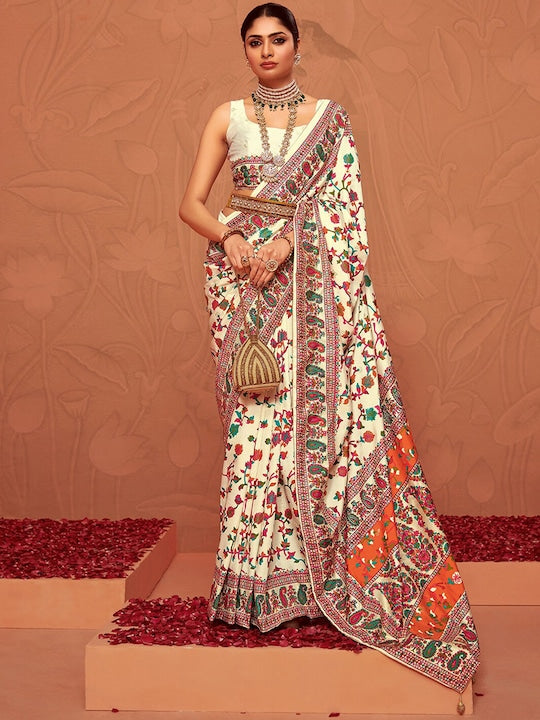 Satrani Floral Zari Art Silk Sungudi Saree