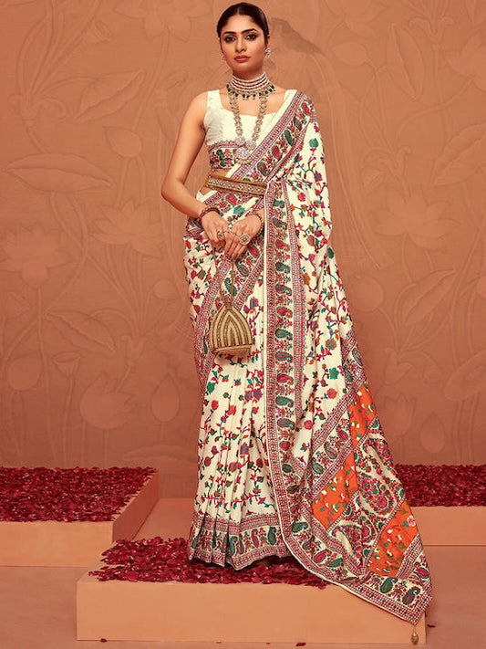 Satrani Floral Zari Art Silk Sungudi Saree