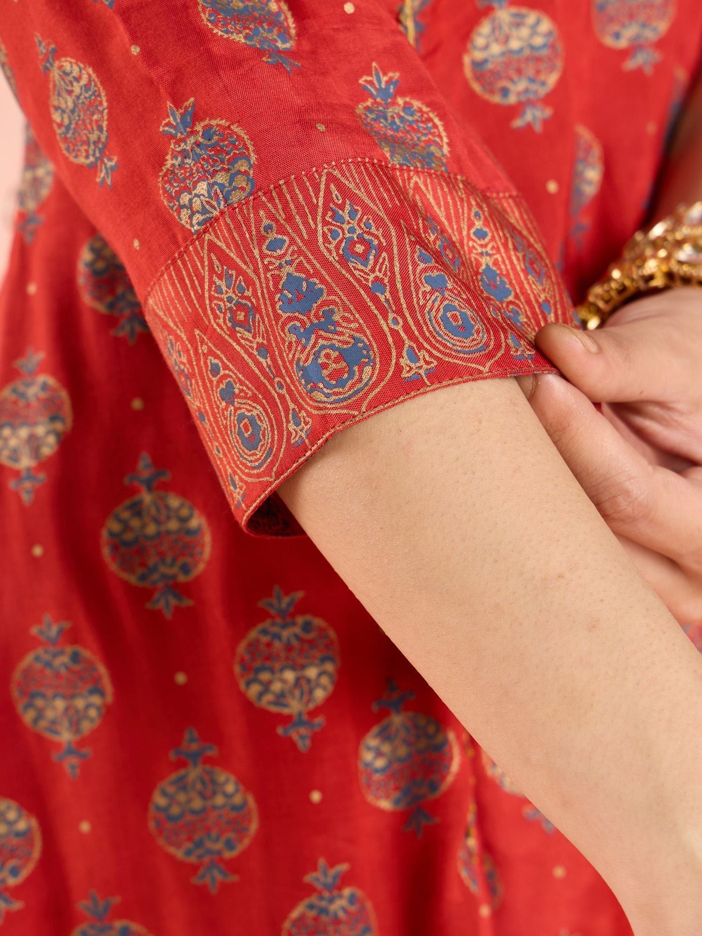 Likha Rust Diwa Dazzle Bandhani Printed A-line Kurta LIKKUR210