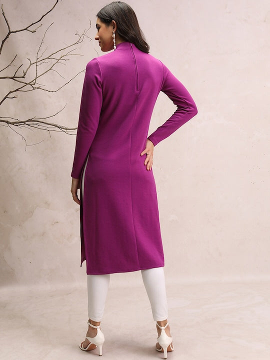 Vishudh High Neck High Slit Straight Kurta