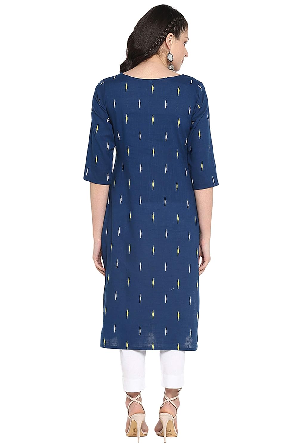 Janasya Women's Blue Cotton Kurta