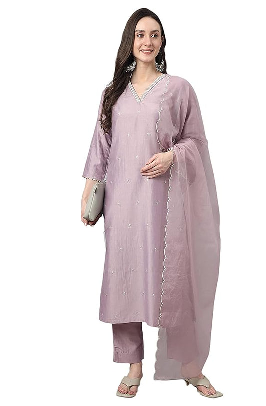 Janasya Women Polyester Kurta Pant With Dupatta