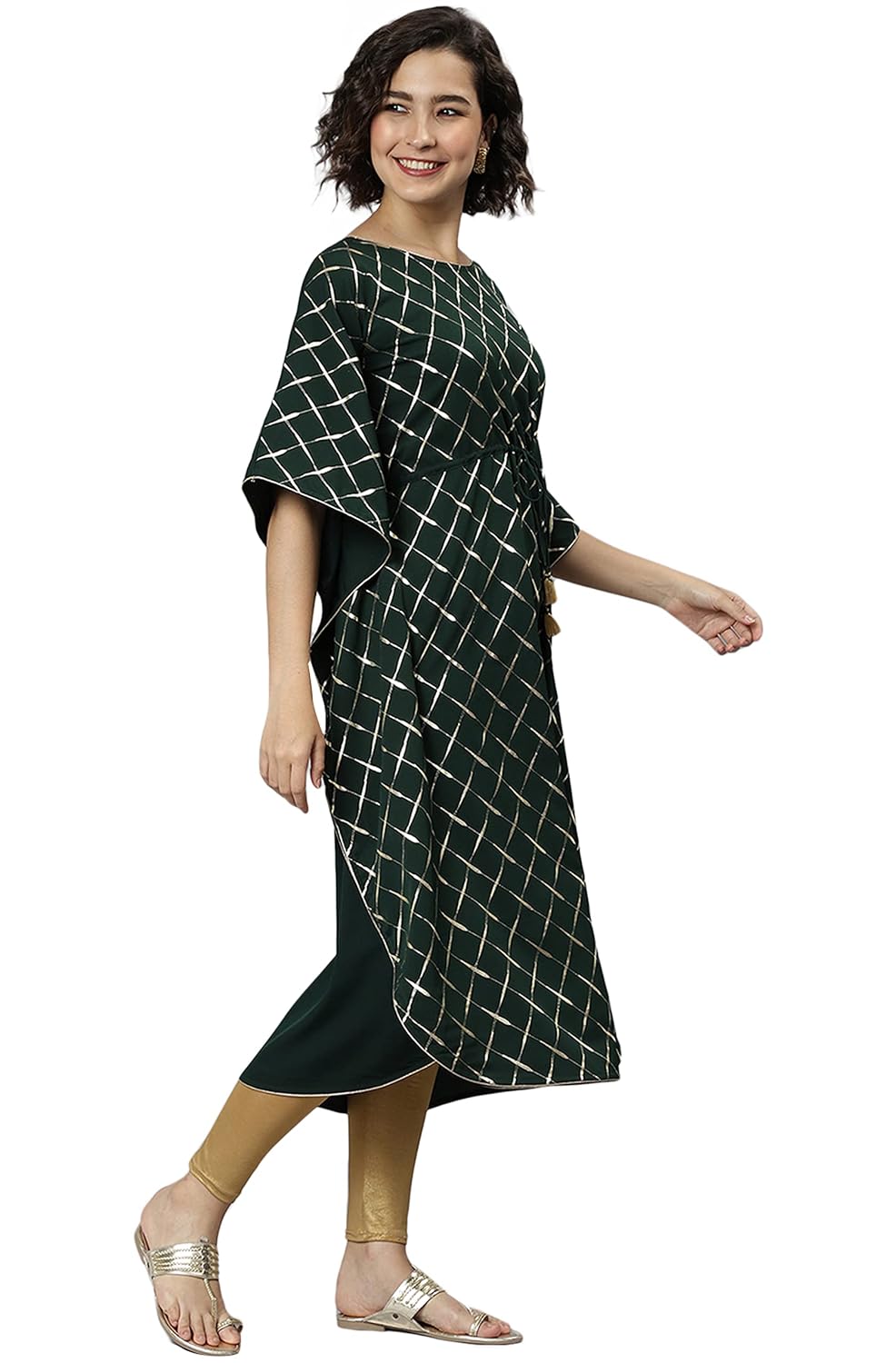 Janasya Women's Blue Cotton Flex Straight Kurta