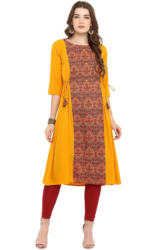 Janasya Women's A-line Poly Crepe Kurta