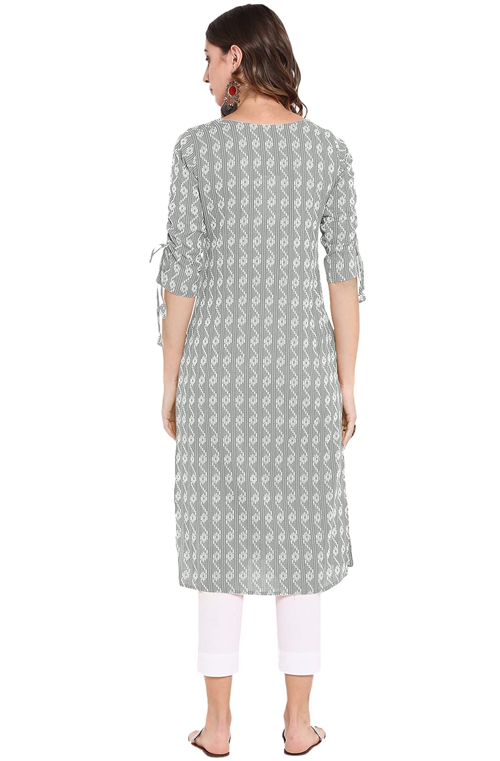 Janasya Women's Pure Cotton Straight Kurta Grey