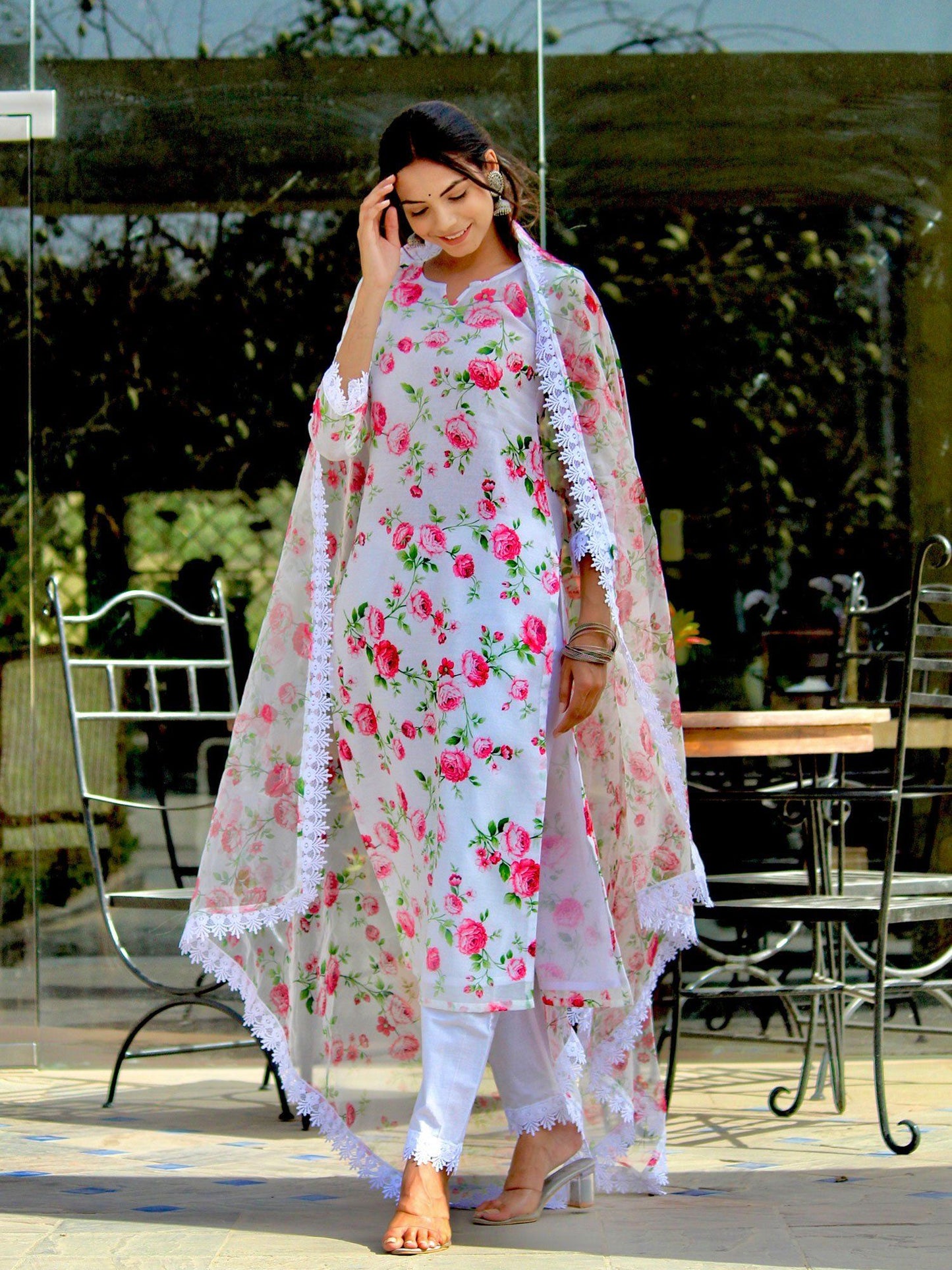 ONEWE INDIA Gulaabi Suit Set (Set of 3) - Off White