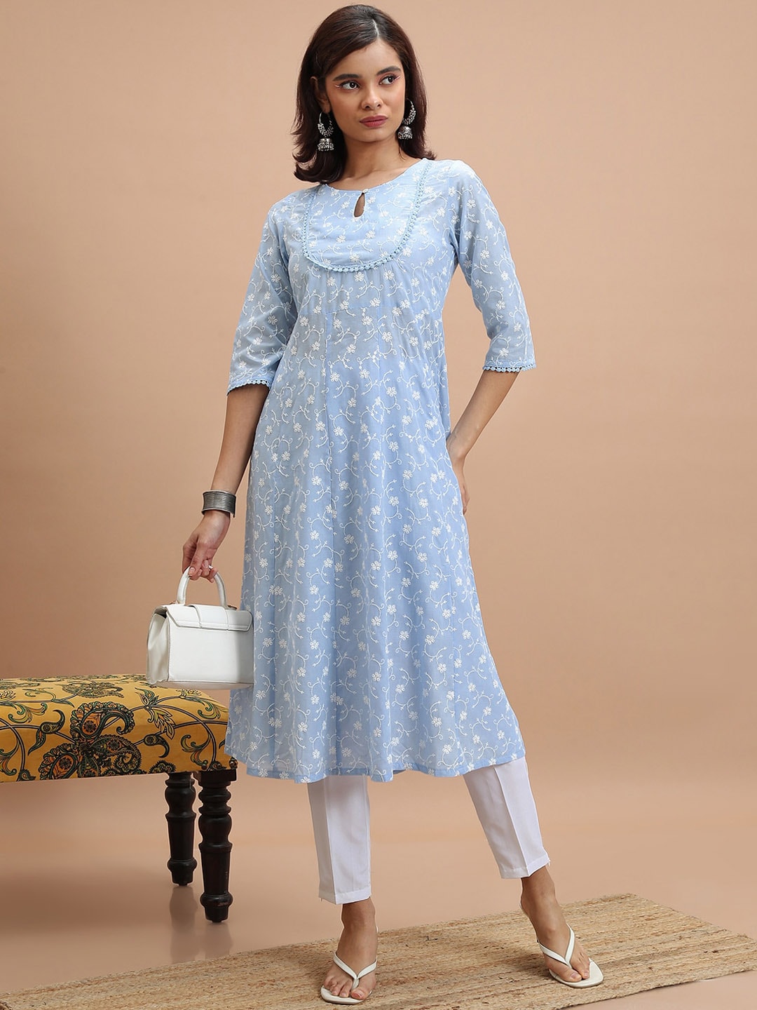 Vishudh Floral Embroidered Anarkali Kurta