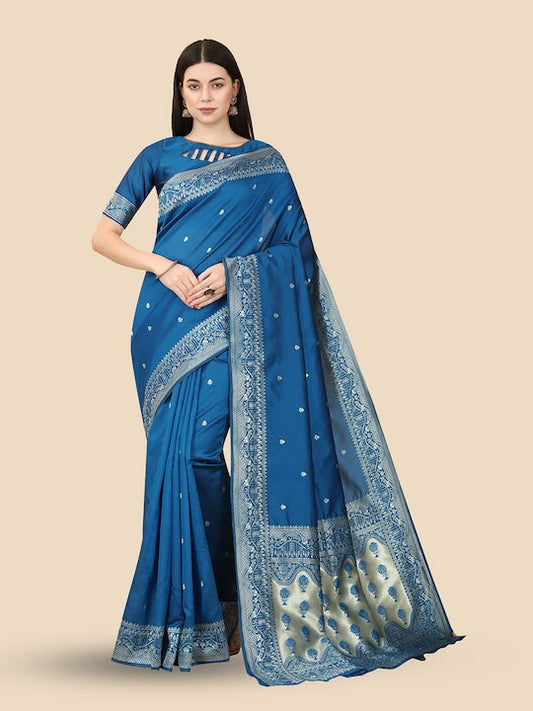 Anjaneya Sarees Floral Woven Design Zari Banarasi Saree