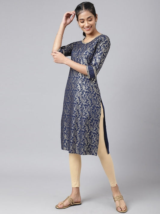 Aurelia Women Blue Ethnic Motifs Printed Kurta