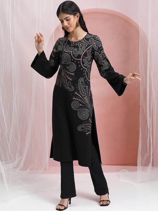 Vishudh Ethnic Motifs Printed Flared Sleeves Kurta