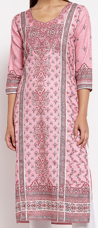 Myshka Women Pink & Red Ethnic Motifs Printed Gotta Patti Winter Kurta