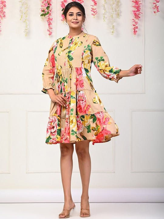 Vishudh Floral Print Fit & Flare Dress